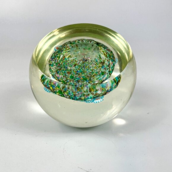 Murano Fratelli Toso Pink Blue Pastels Pentagon Millefiori Round Glass Paperweig - Picture 6 of 6